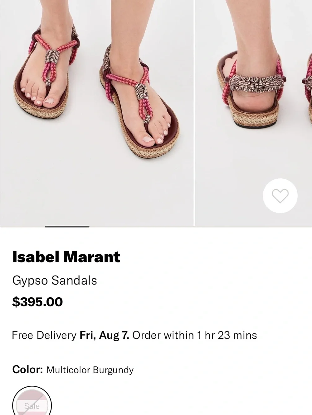 Isabel Marant Braided Coral and Burgundy Sandals